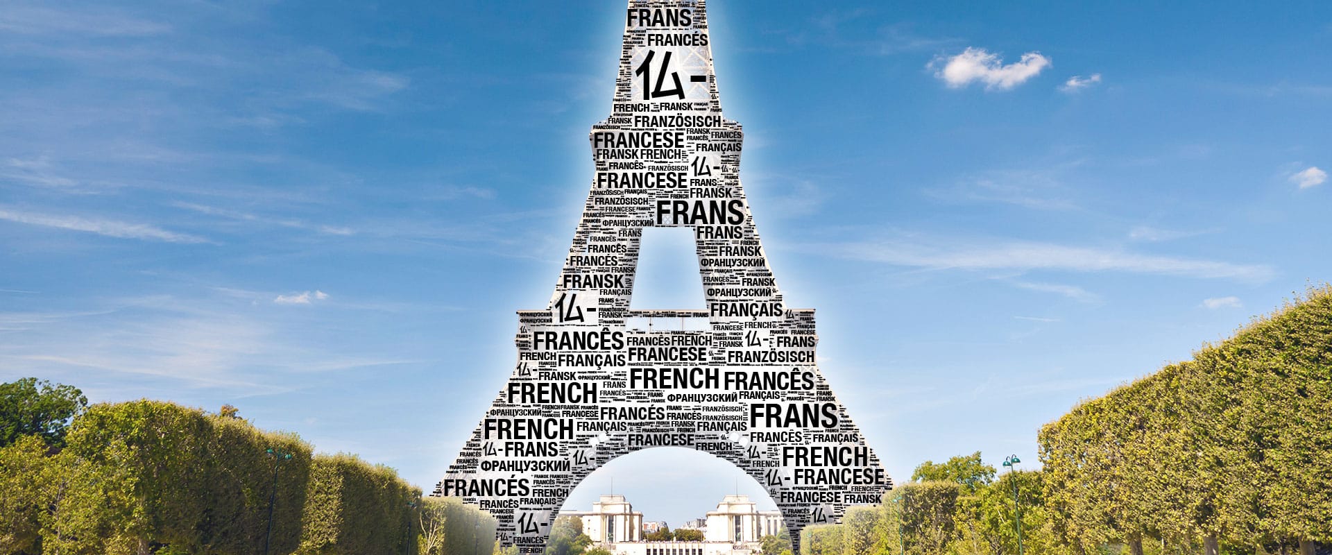 Fachübersetzungen München - Eiffelturm Wortwolke Hintergrund